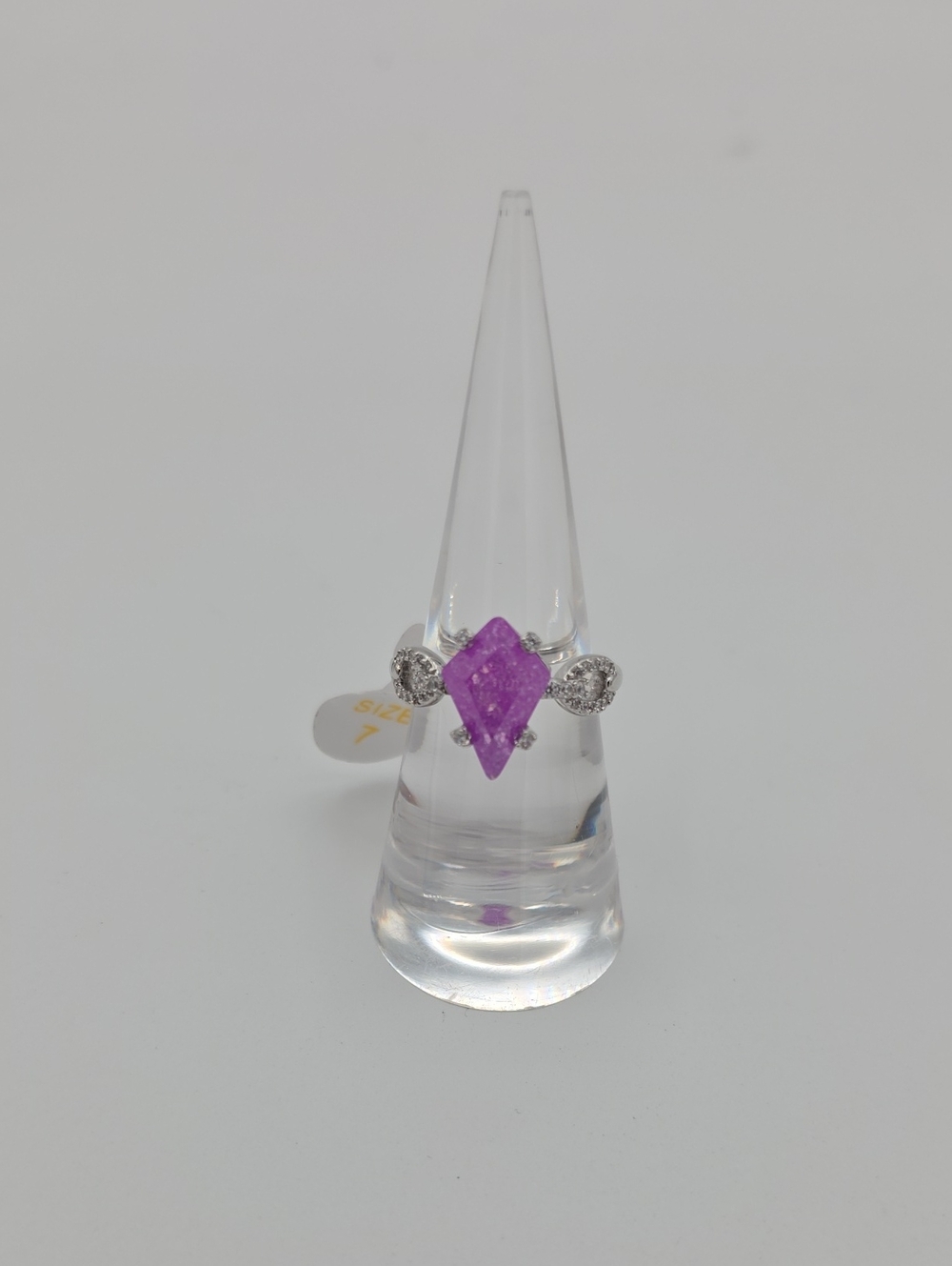 Lavender Ice Crystal Ring with Halo Accents